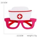 Occhiali da infermiera in feltro rosa con cappello bianco per feste di laurea - Occhiali cuffia da infermiera
