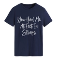 T-shirt girocollo blu navy da donna con stampa You Had Me At Feet In Straps chic - Taglia S / Top / Blu Notte