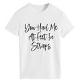 T-shirt a maniche corte in cotone bianco con stampa scritta nera You Had Me At - Taglia S / Top / Bianco