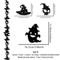 Halloween DIY paper banner kit featuring black ghosts, wizard hats, and skull silhouettes - Black Witch Hat & Skeleton String