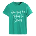 T-shirt turchese a maniche corte con girocollo e stampa You Had Me At Feet In Straps - Taglia S / Top / Verde Scuro