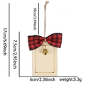 Cartel de madera navideño con lazo de cuadros y cascabel medidas 17x6cm para hogar - Lazo de Cuadros Rojo y Negro (Cuadrado)