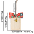 Christmas wooden hanging tag with red green bow, gold bell, and size measurement details - Snowflake Bow (Square) / Message Plaque Pendant