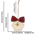 Hexagon wooden Christmas sign with red plaid bow and golden bell decoration - Black and Red Plaid Bow (Hexagon) / Message Plaque Pendant
