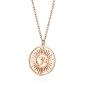 Roségoldene Edelstahl-Halskette mit Hindu-Om-Symbol und Sonnenstrahl-Anhänger - Roségold