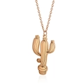 Minimalistische roségouden cactus hanger ketting met getextureerde strepen op titanium ketting - Roségouden Halsketting