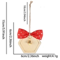 Wooden hexagon Christmas pendant with red bowknot, golden bell and hanging twine - Polka Dot Red Bow (Hexagon) / Message Plaque Pendant