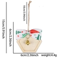 Christmas bow wooden hanging tag with gold bell and red green ribbon for DIY tree decor - Christmas Tree White Bow (Hexagon) / Message Plaque Pendant