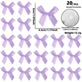 Set de 20 mini lazos de cinta de poliéster morado con adhesivos para decoración - Juego de 20 Piezas / Púrpura Taro