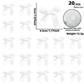 Set de 20 mini lazos de satén blanco con 2 hojas de puntos adhesivos de doble cara - Juego de 20 Piezas / Blanco