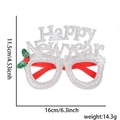 Lunettes Happy New Year à paillettes argentées avec flocons et dimensions 16cm - Taille unique / Argenté