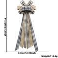 Large black and white gingham burlap Christmas tree topper bow with long streamers 37 inch - Black And White Plaid Burlap Bow