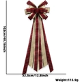 Large red and black buffalo plaid Christmas tree topper bow measuring 40x13 inches - Red And Black Plaid Burlap Bow