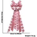 Red and pink Christmas tree topper bow with plaid and reindeer patterns, 33x99cm size - Floral Reindeer Plaid Bow