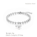 Bracciale a sfere d'argento con ciondolo carattere Fu in acciaio inossidabile - Bracciale Argentato (LB1098)