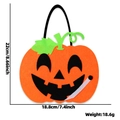 Halloween felt pumpkin candy bag with classic orange jack-o-lantern face and black handle - Smoking Pumpkin Candy Bag