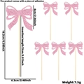 Pink glitter bow cupcake topper with wooden stick for girls birthday cake decoration - Style C / Pink