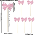 Pink glitter bow cake topper set with dimensions for birthday party decorations - Style D / Pink