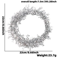 Silver star tinsel garland for Christmas tree decoration 7.5 meters long 22cm diameter - Five-Pointed Star Shape / Shiny Silver Small Tree Star Wire