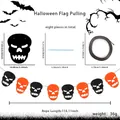 Halloween skull banner set in black and orange with 8 pieces and 3m rope length - Black Orange Devil Face Banner / 8Pcs Set