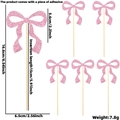 Pink glitter bow cupcake topper set with wooden sticks for girls birthday party decor - Style H / Pink
