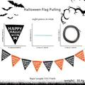 Halloween Happy Halloween banner with 8 black and orange skull flags and 3m rope - Black Orange Alphabet Triangle Flag / 8Pcs Set