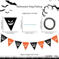 Halloween triangle bunting set with black and orange pumpkin face flags and accessories - Black Orange Evil Face Triangle Flag / 8Pcs Set