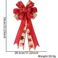 Christmas bow ornament in red mesh and snowflake burlap with 59cm length specifications - Maple Leaf Snowflake Faux Linen Bow