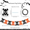 Halloween felt skull banner set with 3m black string for spooky party decoration - Black Orange Skull Banner / 8Pcs Set