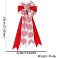 Rote Weihnachtsschleife mit Vintage-Muster und Abmessungen 55cm mal 22cm für Dekoration - Rote Blumen Weißer Grund Samt Schleife