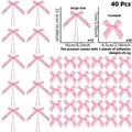 Rosa Coquette Schleifen Set mit 10 großen Spitzenbändern und 30 kleinen Satin Schleifen - 40er Pack / Rosa