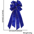 Royal blue velvet Christmas bow with silver trim, dimensions 54x23.5cm for holiday decor - Blue Velvet Silver Edge Bow