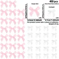 Set of 40 satin ribbon bows in pink and white with size comparison and dimensions - Pink and White / Small Decorative Bowknot Set