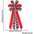 Christmas bow ornament with red black plaid pattern and snowflake print 61x26cm - Red Black Plaid Snowflake White Plush Trim Bow (5838186008591)