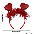 Cerchietto con cuori rossi glitterati e nappe lucide per oggetti di scena di San Valentino - Taglia unica / Doppio Cuori Grandi