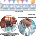 Iridescent Happy Birthday banner with fringe and adhesive back, 32x200cm size - Iridescent Style / Approx. 32*200cm