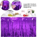 Paarse metallic franje tafelrok, 2,8m x 70cm, voor feestelijke Halloween-decoraties - Paarse brede tafelrok