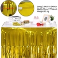 Metalen gouden folie franje tafelrok voor Halloween-feesten, 2,8 m lengte, zelfklevend - Gouden brede tafelrok