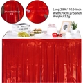 Roter Laserfolien-Fransen-Tischrock für Halloween-Partys, 2,8 m lang und 70 cm breit - Roter breiter Tischrock