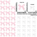 Set di 40 fiocchi di raso rosa e bianchi in due misure con adesivi per decorazioni - Confezione da 40 / Rosa e Bianco