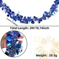 Guirlande de Noël bleu et argent de 2m pour décoration de fête et de maison festive - Guirlande Disque Bleu Argent
