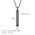 Collar de respiración de acero inoxidable negro mate con colgante cilíndrico de 60 mm - Negro