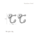 Onregelmatige zilveren roestvrijstalen clip-on oorbellen met witte parelaccenten - Roestvrij staal / Zilver Stijl (Ear Cuff)