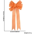 Orange faux linen bow pendant with long dovetail ribbons for party decoration - Orange