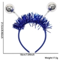Diadema disco azul con bolas de espejo plateadas y flecos metálicos para fiestas - Bola Láser Plateada Oropel Azul