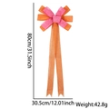 Lazo decorativo bicolor rosa y naranja en imitación lino con medidas detalladas - Lazo de Capas / Rosa y Naranja