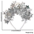 Disco ball party headband with silver tinsel and star ornaments for retro theme - Silver Laser Ball Star Tinsel (disco镭射球发箍)