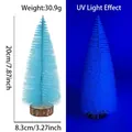 Fluoreszierende blaue Mini-Tanne 20cm hoch mit echtem Holzfuß für Weihnachtsdeko - 20CM Fluoreszierender Blauer Baum