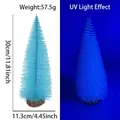 30cm mini blue fluorescent sisal Christmas tree with a round wooden base and UV glow - 30CM Fluorescent Blue Tree