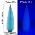 Mini sapin de Noël bleu clair 40cm avec base en bois et effet fluorescent UV - Petit Arbre Bleu Fluorescent 40CM